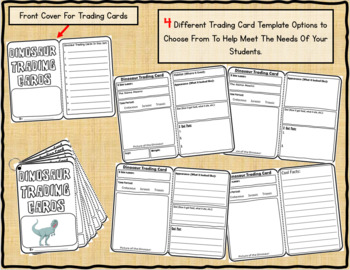 Preview of DINOSAUR Basic Research Trading Cards Graphic Organizers and QR Codes