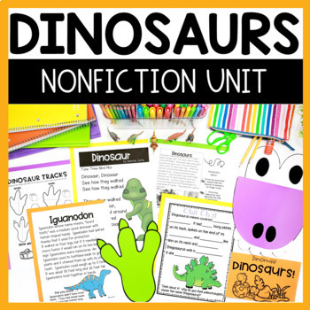 Preview of Dinosaur Unit with Activities, Crafts, Math, Writing, Research Passages & More