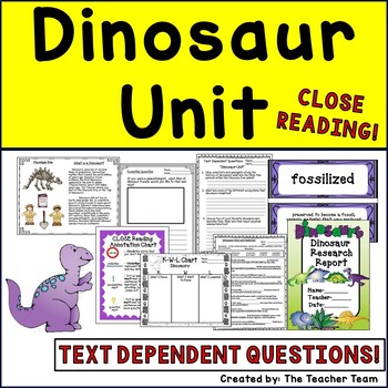 Preview of Dinosaur Unit | Reading Comprehension Passages and Questions
