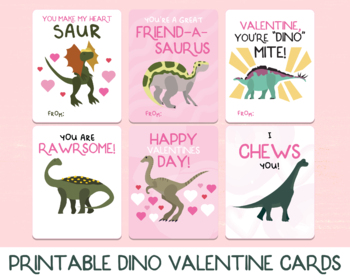 Dinosaur Valentine Cards by Little Lions Academy