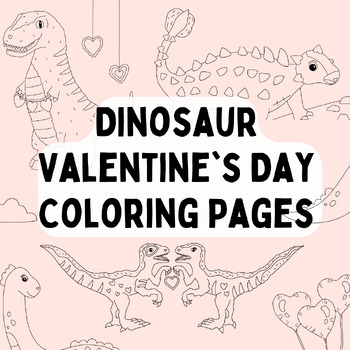 Dinosaur Valentine's Day Coloring Pages by The Bear and Bow | TPT