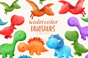 Download Dinosaur Watercolor Clipart By Doodle And Stitch Art Tpt