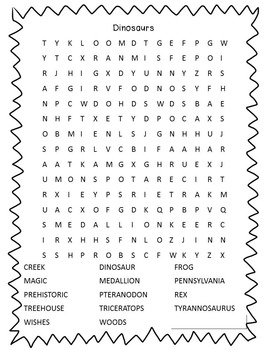 Preview of Dinosaur Word Search