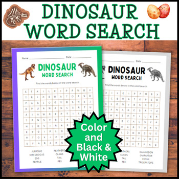 Preview of Dinosaur Word Search: Dino Unit / Party, Vocabulary Hunt, Dinosaur Word Find K-6