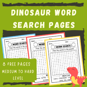 Preview of Dinosaur Word Search Pages