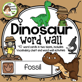 Preview of Dinosaur Word Wall- includes vocabulary list and word worksheets