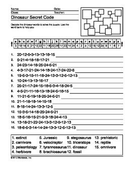 Dinosaur Words Secret Code And Word Search Printables By Lesson