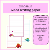 Dinosaur Writing Paper | Lined Paper | dinosaur Theme for girls