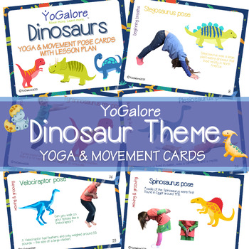 Preview of Dinosaur Theme Yoga Pose & Movement Cards and Yoga Lesson Plan