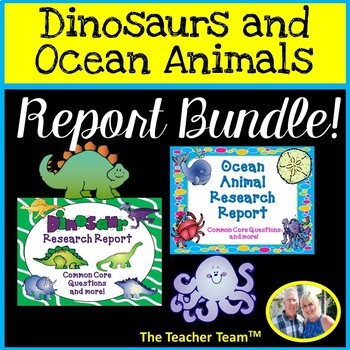 Preview of Dinosaur and Ocean Animals | Research Report Bundle