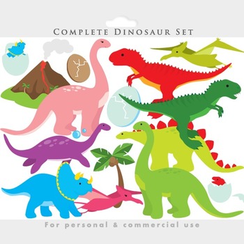 Preview of Dinosaur clipart - dinosaurs clip art, prehistoric, triceratops, t-rex,