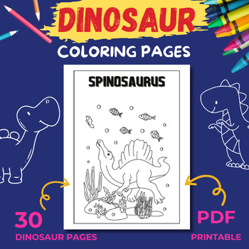 Preview of Dinosaur coloring page - Printable worksheet with dinosaur name