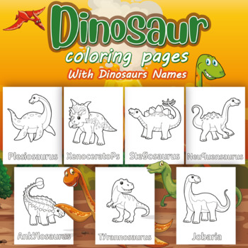 Dinosaur coloring pages With Dinosaurs Names by ER Student Garden