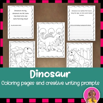 Preview of Dinosaur coloring pages and creative writing prompts