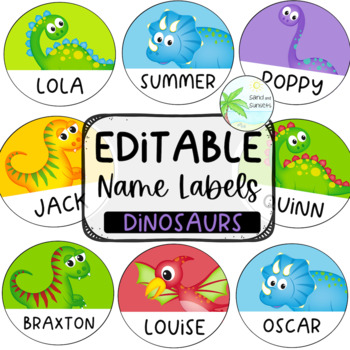 Preview of Dinosaur name labels | Editable