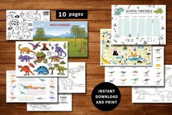 Preview of Dinosaur printable,dinosaur games,Dinosaur Colouring Pages,Home school,printable