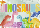 Dinosaur prints - water colour cute graphics - headers and