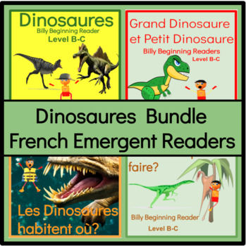 Preview of Dinosaures French Dinosaurs Guided Reading Level B l C Books and Writing Prompts