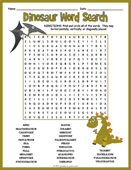 dinosaurs word search puzzle worksheet activity by puzzles to print