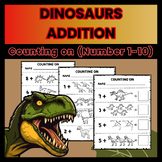 Dinosaurs Addition Practice worksheets (Counting On from N