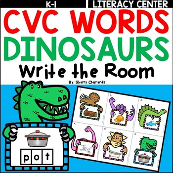 Preview of Dinosaurs CVC Words | Write the Room | Literacy Center