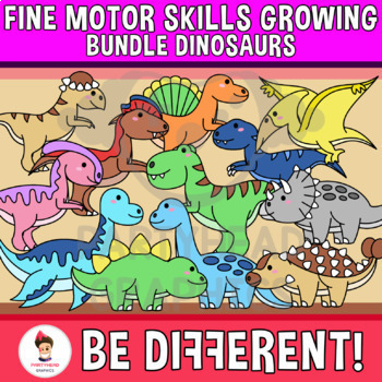 Preview of Dinosaurs Clipart Fine Motor Skills Prehistoric Growing Bundle Pencil Control