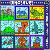 Dinosaurs - Coloring By Code Clip Art Set {Educlips Clipart}