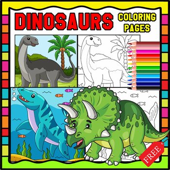 Preview of 2024 Coloring Page - Dinosaurs Coloring Pages - FREE