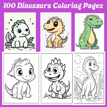 Dinosaur Coloring Book for kids: Fantastic Dinosaur Coloring Book For Boys  and Girls Packed with Real, 100 Adorable Cartoon Dinosaur Colouring  Pictures. (Paperback) 