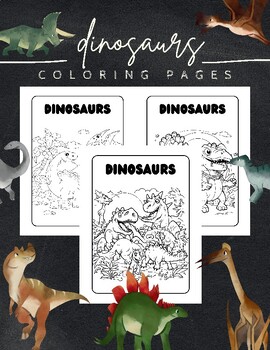 Preview of Dinosaurs Coloring Pages for Kids - Jurassic Adventures Unleashed on TPT