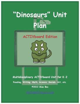 Preview of "Dinosaurs" Common Core Aligned Math and Literacy Unit - ACTIVboard EDITION
