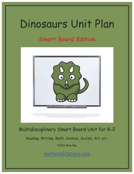 Preview of "Dinosaurs" Common Core Aligned Math and Literacy Unit - SMARTBOARD EDITION
