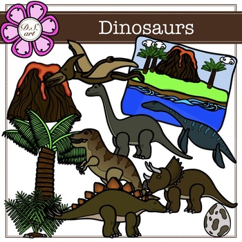 Preview of Dinosaurs Digital Clipart (color and black&white)