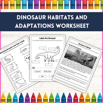 Preview of Dinosaurs Habitats and Adaptations: Label Matching, Name Matching, Words Puzzle