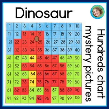 Preview of Dinosaurs 100s Chart Math Numbered and Blank 100 Chart Mystery Pictures