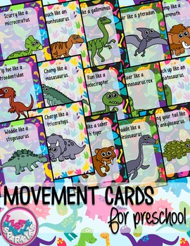 Dinosaurs Movement Cards for Preschool and Brain Break Transition Activity