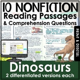 Dinosaur Nonfiction Reading Comprehension Passages and Questions