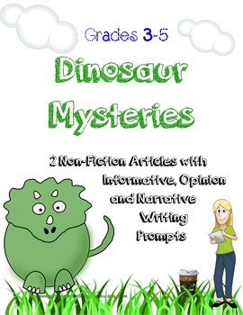 Preview of Dinosaur Mysteries~Paired Texts and 3 Writing Prompts~ No Prep~Back to School