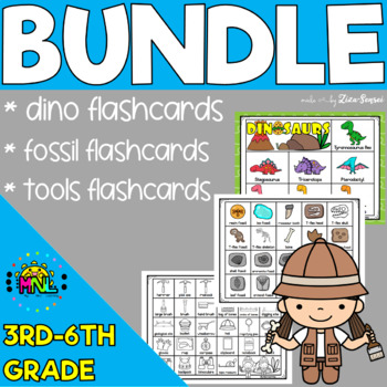 Preview of Dinosaurs Paleontology Fossils And Tools Flashcards BUNDLE
