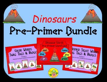 Preview of Dinosaurs Pre-Primer Word Wall Bundle