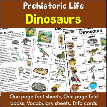 Dinosaurs | Prehistoric Life Fact Sheets & Fold Books | TPT