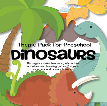 Preview of Dinosaurs Theme Pack Learning Centers and Activities for Preschool 115 pages