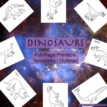 Preview of Dinosaurs Printable Full-Page Outline / Template / Coloring Sheet for ALL Grades