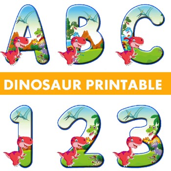 Preview of Dinosaurs Printable Letters A-Z and Numbers 0-9