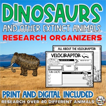 Preview of Dinosaur Research Graphic Organizers Dinosaurs Informational Writing Worksheets