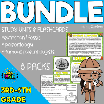 Preview of Dinosaurs Paleontology Fossils Extinction Theory Worksheets BUNDLE