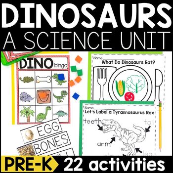 Preview of Dinosaurs Science Unit for Pre K | Dinosaur Activities | Dinosaur Craft