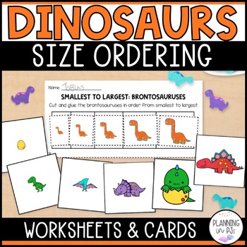 Preview of Dinosaurs Size Ordering | Order by Size | Cut and Glue