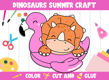 Preview of Dinosaurs Summer Craft Activity for Kids : Color, Cut, and Glue for PreK to 2nd
