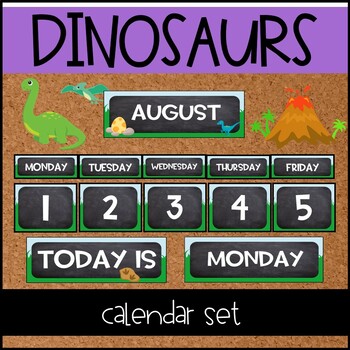 Dinosaurs Theme Calendar Set 2023-2024 by Classroom Integrations